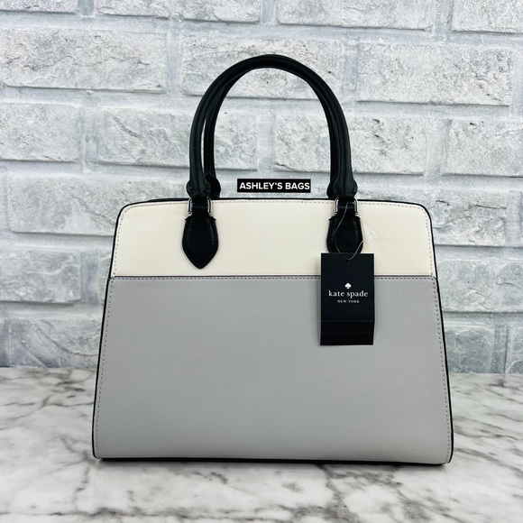 Kate Spade Madison Colorblock Medium Satchel Crossbody In Platinum Grey - Picture 5 of 10